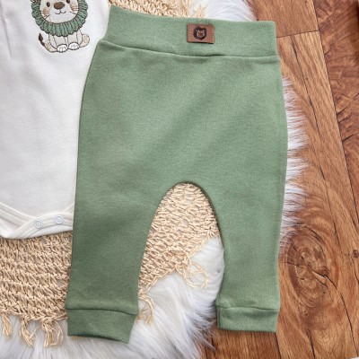 Conj. de Malha 3 peças - Leão com Jubinha - Verde e Off White